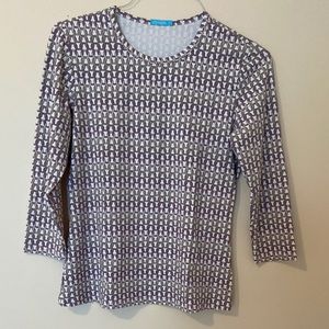 J McLaughlin grey patterned shirt, size: med